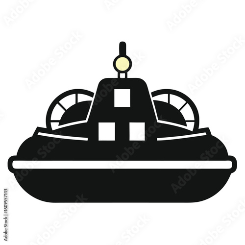 Foto Black hovercraft silhouette icon on white background