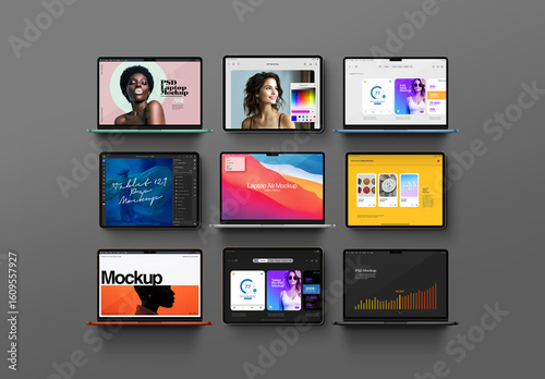 Laptop and Tablet Mockup Set (9 Objects)