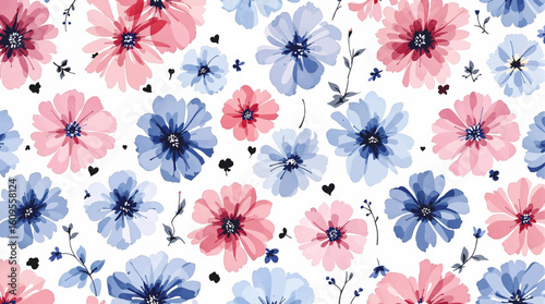 Seamless tropical pattern with exotic leaves and flowers in delicate colors. Tropical wallpaper painted watercolor