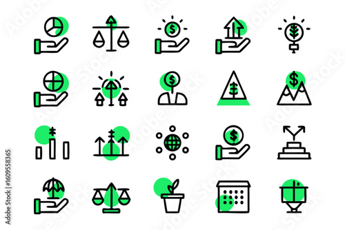 Comprehensive collection of abstract graphical elements representing progress development and positive advancement for business and technology applications