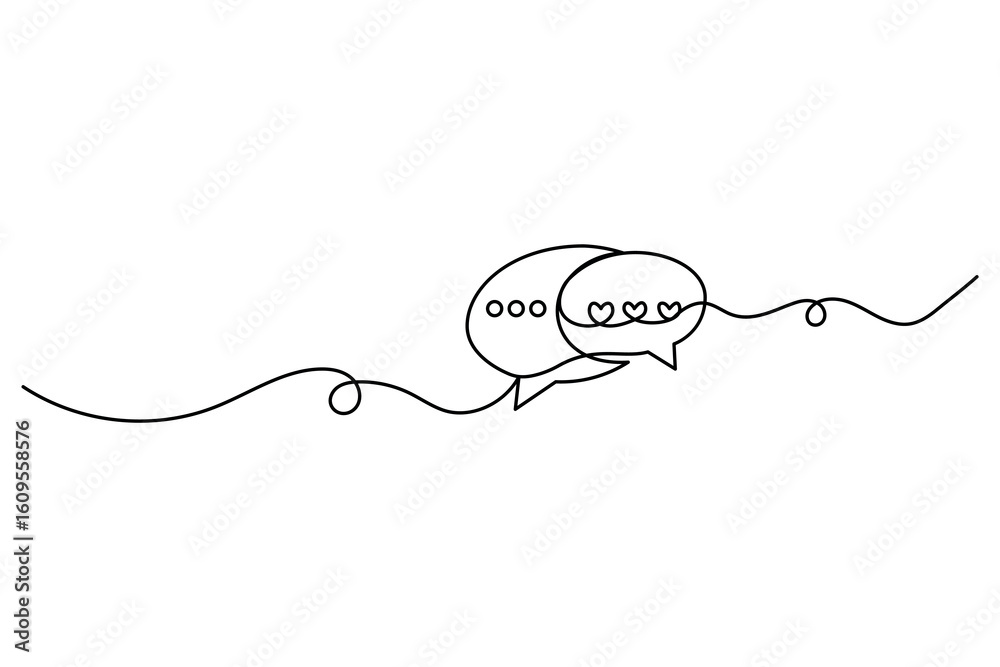 Fototapeta premium Speech bubble continuous one line drawing of isolated outline vector icon