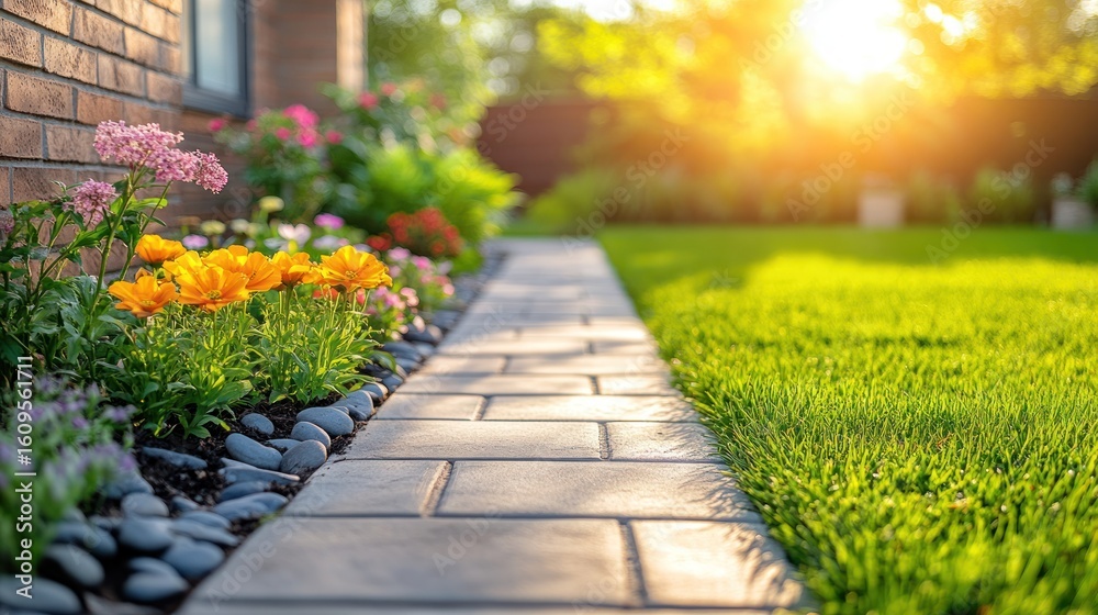 Obraz premium Sunny backyard garden path
