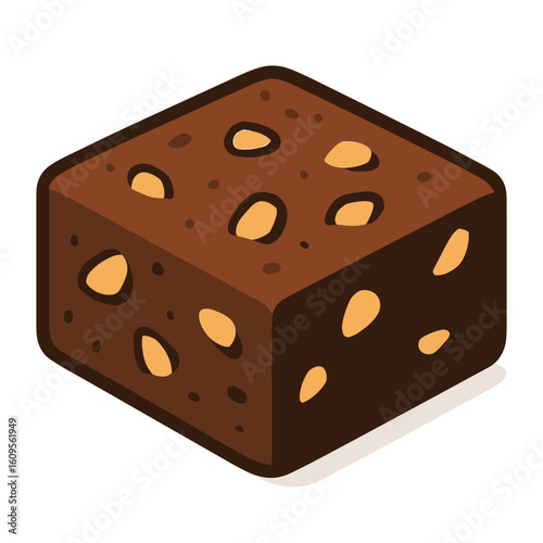 Rich Chocolate Brownie Square with Delicious Nut Inclusions - Sweet Baked Treat