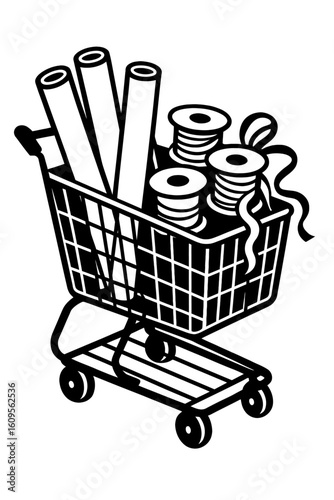 Shopping Cart with Craft Supplies - Art, Hobby and DIY Materials