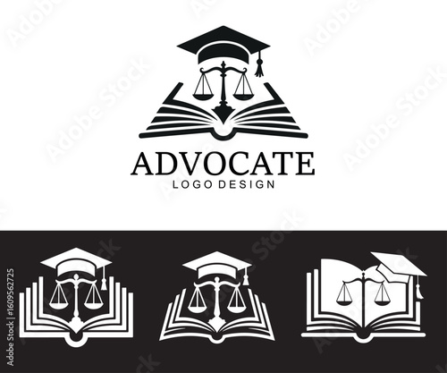Advocate Logo Design – Law Firm, Justice, Legal Book and Scale Icon Vector Set