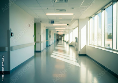 Blurry Hospital Corridor with Sunlight