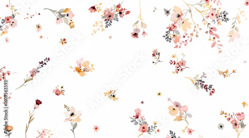 Beautiful seamless raster pattern with simple flowers. Background with decorative floral ornaments for textiles, wrappers, fabrics, clothing, covers, paper, printing, scrapbooking. soft color flower.