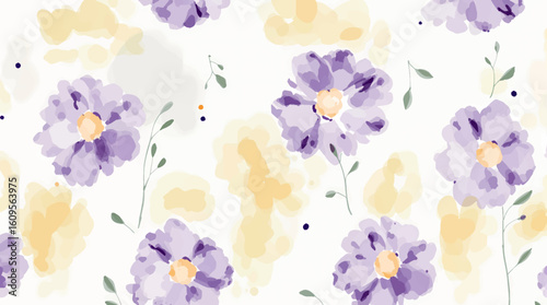 Cute feminine watercolor seamless pattern with wildflowers.hand drawn
