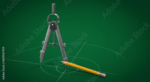 An illustration of school drawing compasses and a ruler, perfect for design and play