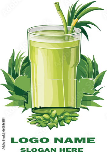 sugarcane juice logo vector white background  .