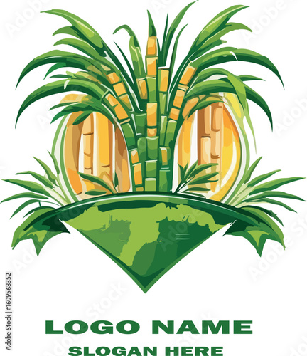 sugarcane juice logo vector white background  .