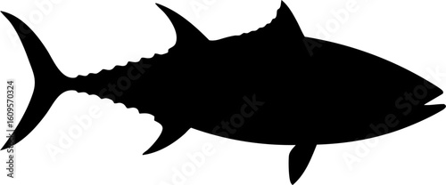 sleek black tuna silhouette, perfect for fishing and seafood designs
