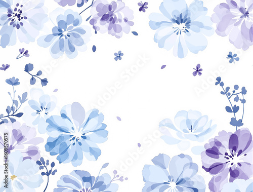 Seamless Blue Hydrangea Pattern Vector Illustration Isolated On A White Background. Horizontally And Vertically Repeatable. 