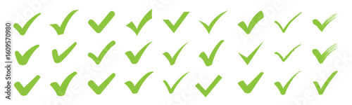 Check mark set with simple design, certification, protection and official mark
