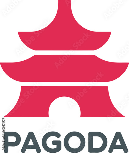 Pagoda logo of Asian temple for travel, culture, and architecture.