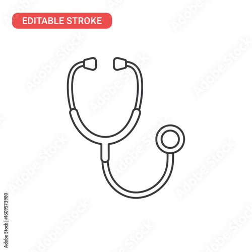 Stethoscope outline icon. A simple vector illustration of a medical diagnostic tool for healthcare, medicine, and cardiology concepts.
