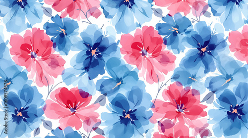 Abstract floral art background vector. Botanical watercolor hand painted pastel color flowers with white line art