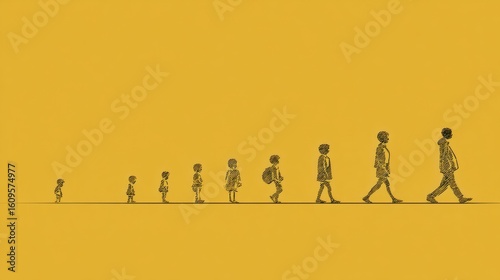 Evolution Timeline From Child to Scholar Showing Growth and Progression With Smooth Minimal Backdrop