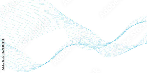 Fotografia Dynamic particle waves in a blue halftone a flowing dot in transparent backgroun