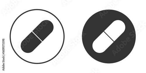 Capsule icon in trendy flat design versions in black and white.