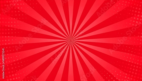 Red radiating lines and dots background