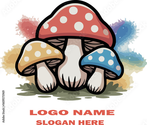 Mushroom logo icon vector white background .
