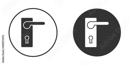 Door handle icon in trendy flat design versions in black and white.