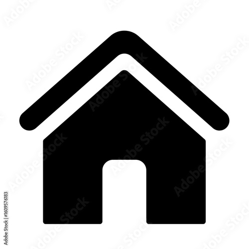 Minimalist home icon silhouette in solid black. A versatile vector graphic for real estate branding, web design, and user interface elements.