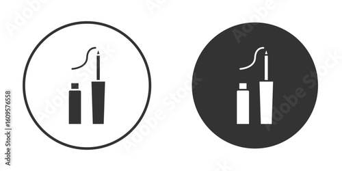 Eyeliner icon in trendy flat design versions in black and white.