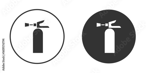Fire extinguisher icon in trendy flat design versions in black and white.