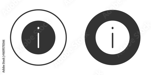 Information icon in trendy flat design versions in black and white.