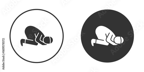 Jester hat icon in trendy flat design versions in black and white.