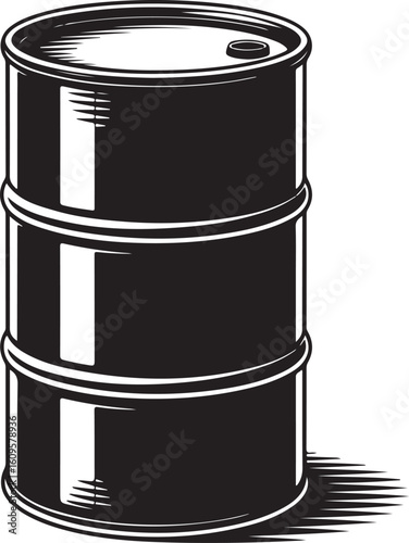 Black Oil Barrel Vector Illustration – Fossil Fuel Industry Icon on White Background.png