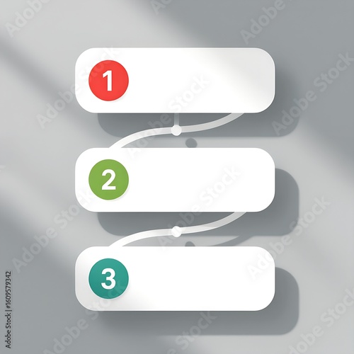 Minimal 3 step infographic template with colorful labels