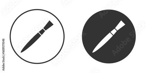 Makeup brush icon in trendy flat design versions in black and white.