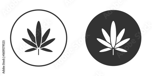 Marijuana icon in trendy flat design versions in black and white.