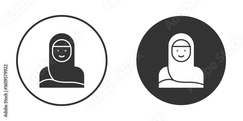 Muslim women icon in trendy flat design versions in black and white.