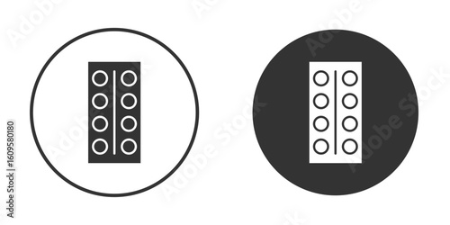 Oral contraception icon in trendy flat design versions in black and white.