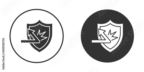 Protection from attack icon in trendy flat design versions in black and white.