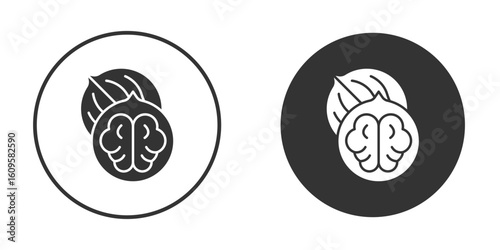 Walnut icon in trendy flat design versions in black and white.