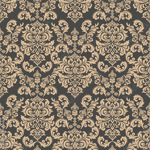 Elegant damask pattern on dark background
