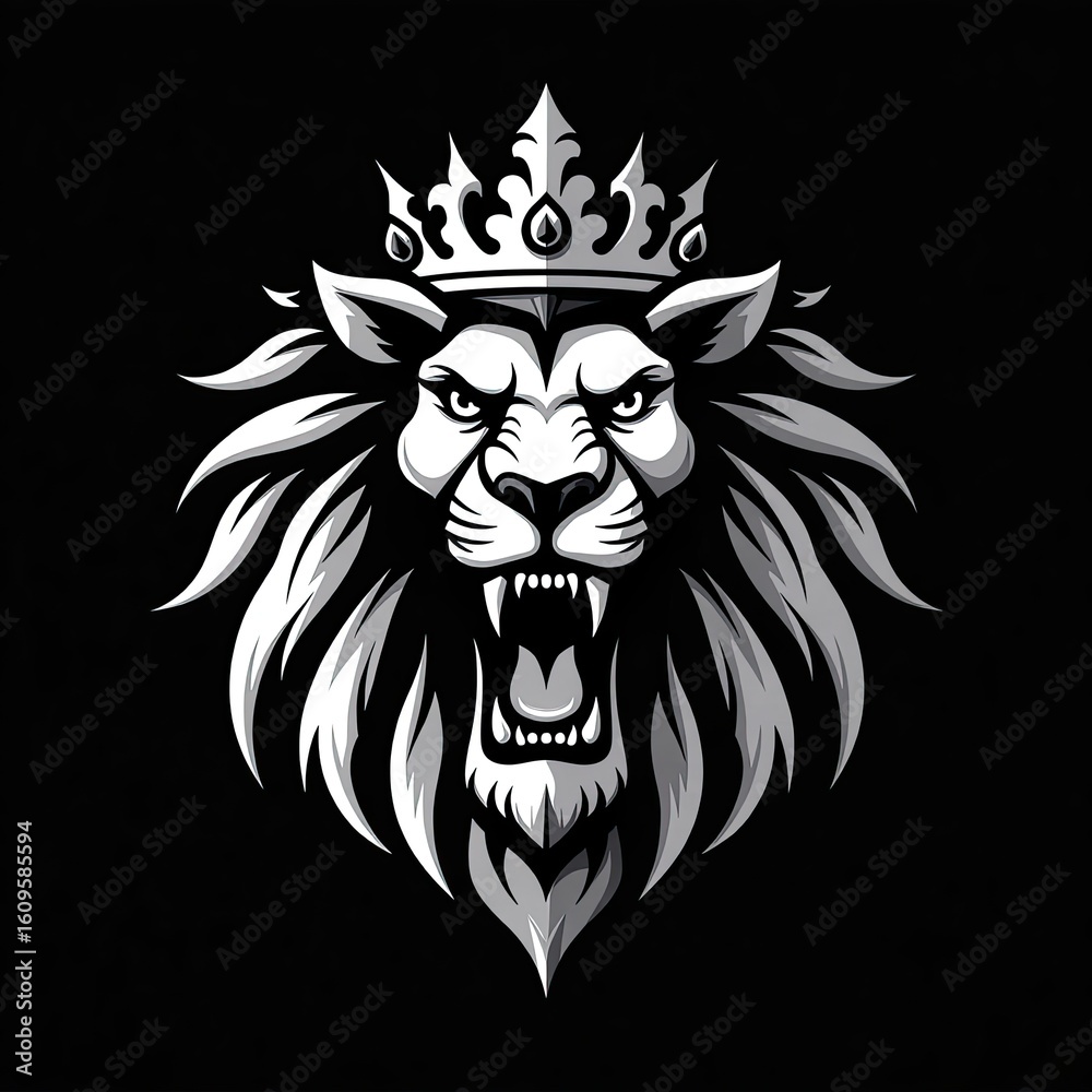 Obraz premium Royal Lion Head with Intense Eyes logo