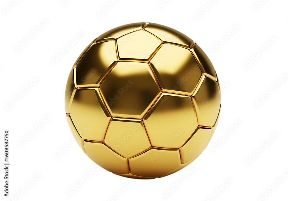 Fototapeta premium Golden soccer ball isolated on transparent background