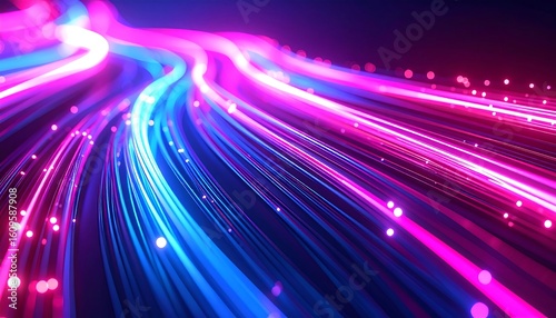 Abstract glowing lines in vibrant pinks and blues