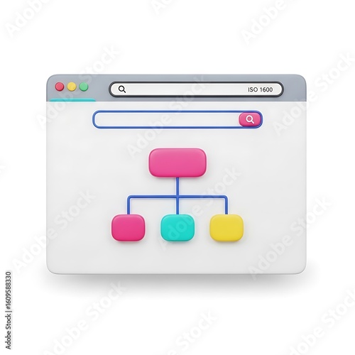 Photo of browser window displays a colorful hierarchy diagram