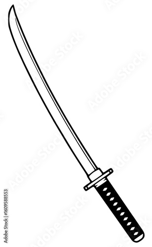 Japanese katana sword isolated on white background