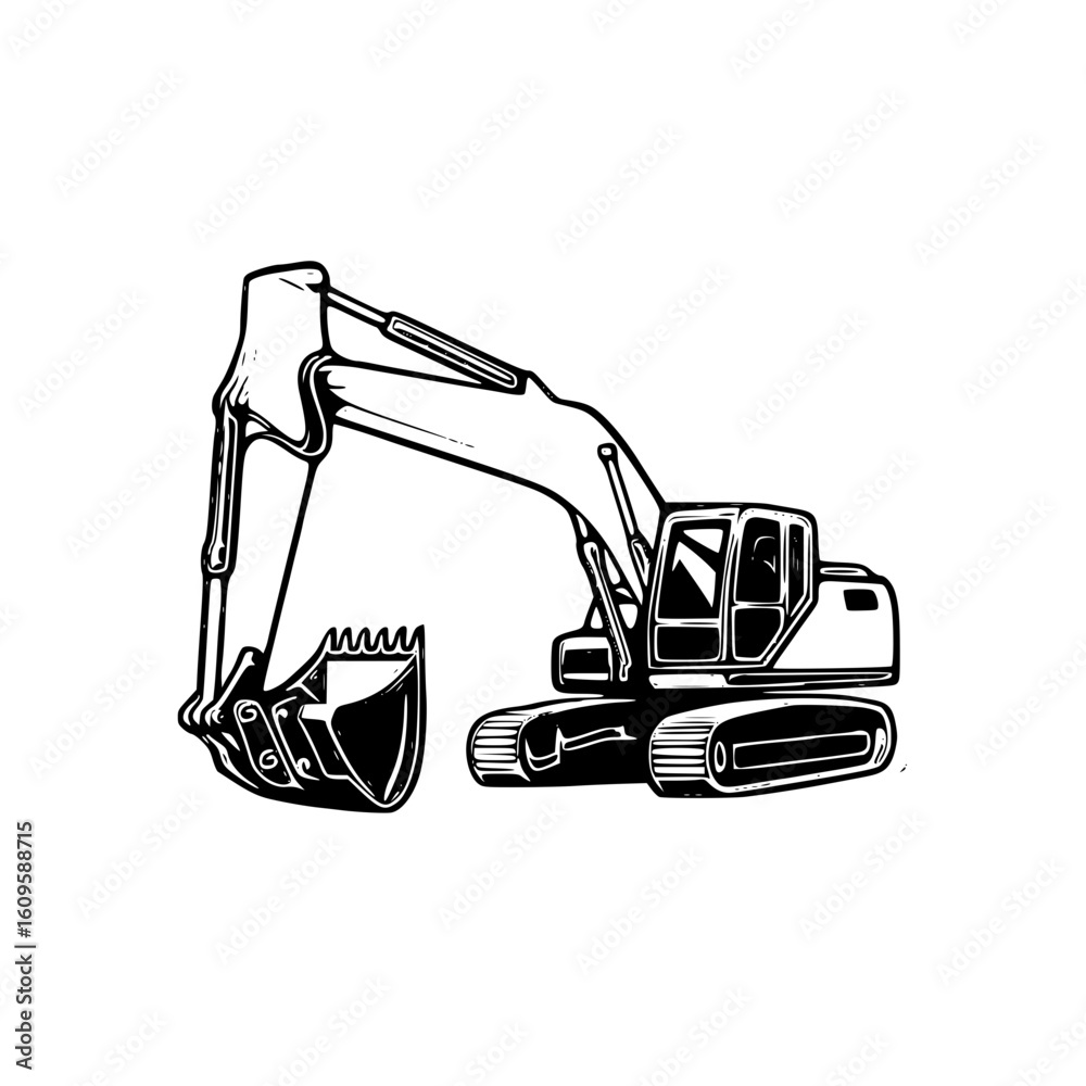 Naklejka premium Excavator isolated on white background