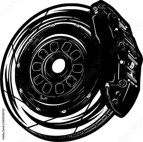 Automotive brake disc and caliper