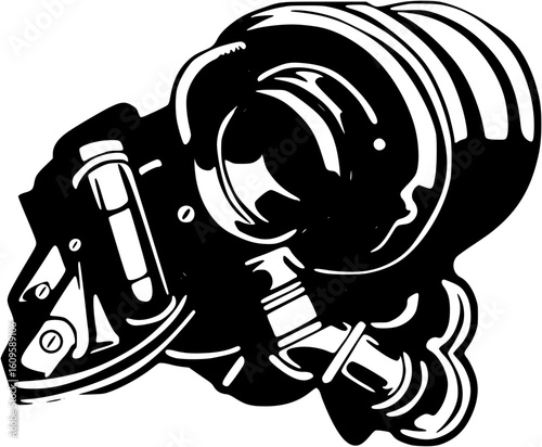 Turbocharger engine part illustration