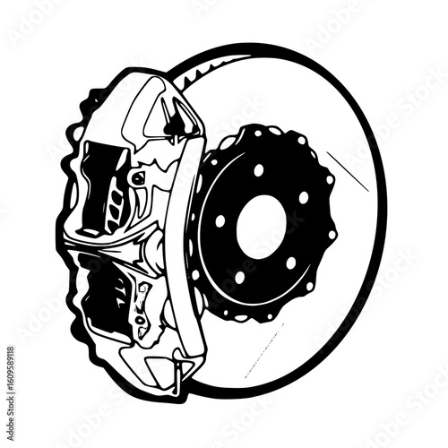 Brake disc and caliper illustration